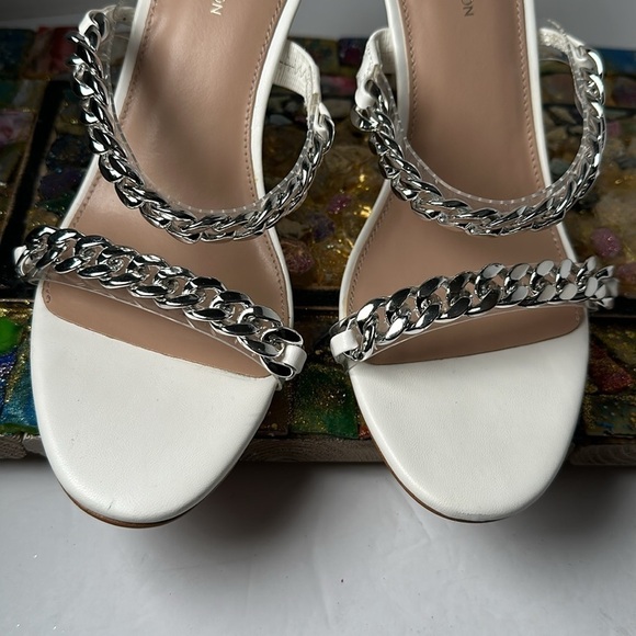 BCBGENERATION Rhinestone Sandals Slip on High Heels Wedding party Bling 9 White - Picture 9 of 10